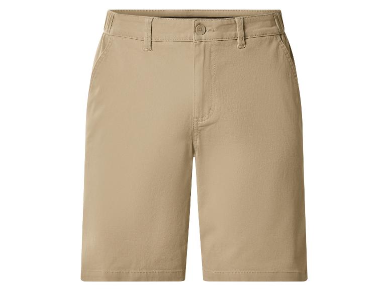 Pánske khaki šortky s elastickým pásom a vreckami.