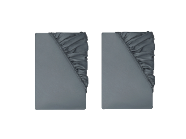 LIVARNO® Napínacia plachta z bavlneného saténu, 90 – 100 x 200 cm, tmavosivá, 2 kusy