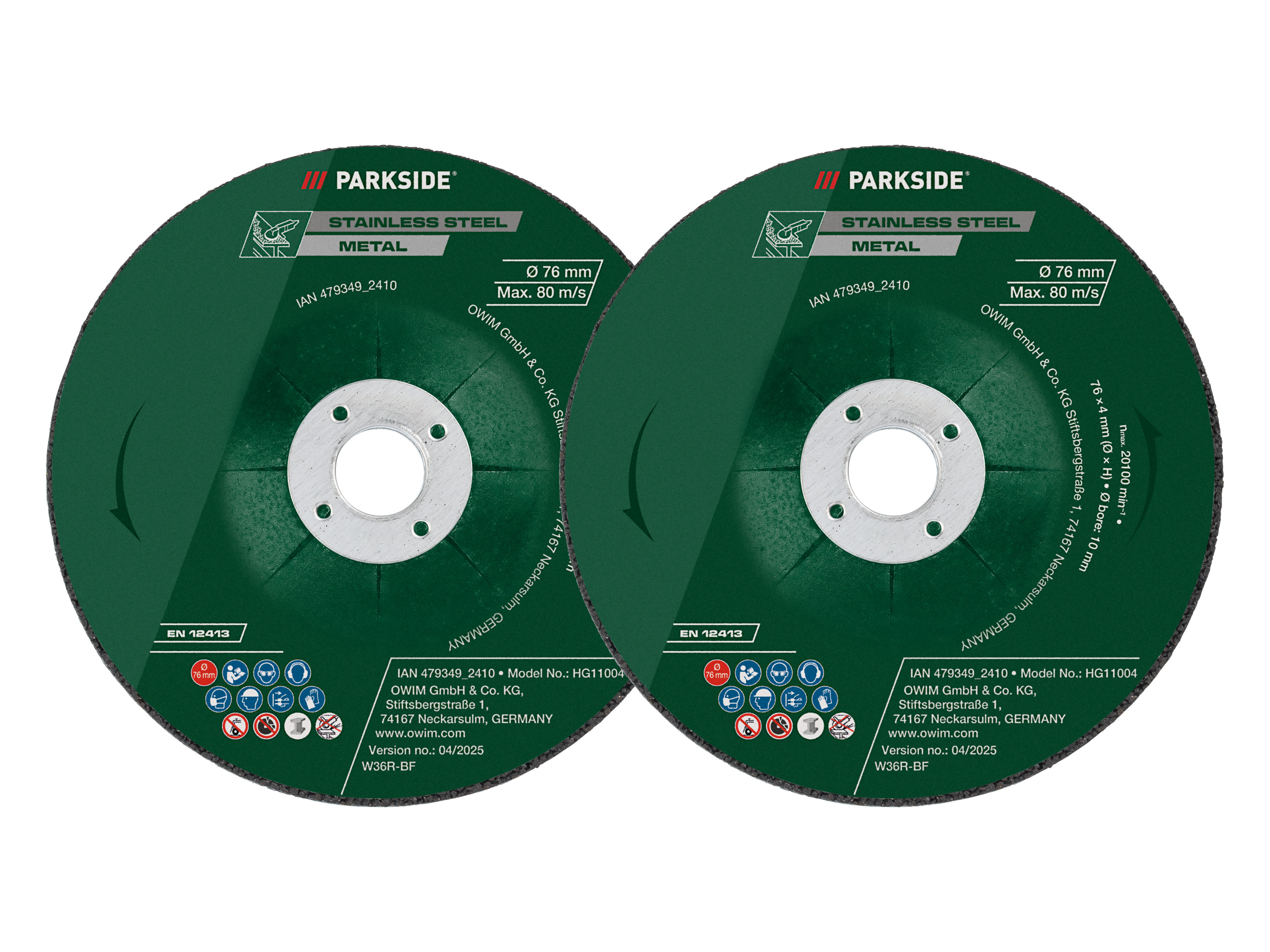PARKSIDE® Príslušenstvo k uhlovej brúske (hrubovacie kotúče na kov, 2 kusy)