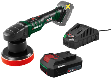 PARKSIDE® Aku leštička PPMA 20-Li C4 + Akumulátor 20 V/2 Ah + Nabíjačka 20 V/2,4 A