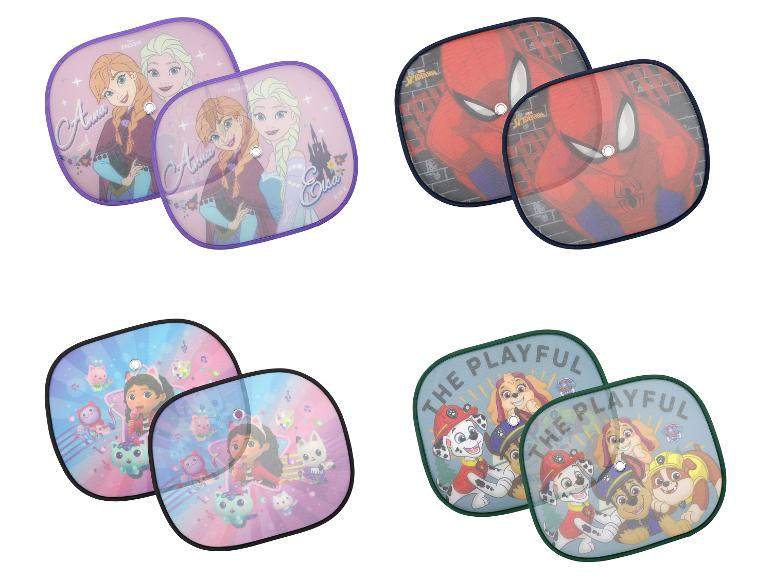 Slnečné clony do auta s postavičkami Frozen, Spiderman, Gabby's Dollhouse a Paw Patrol.