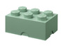 Zelená LEGO úložná škatuľa v tvare LEGO kocky.