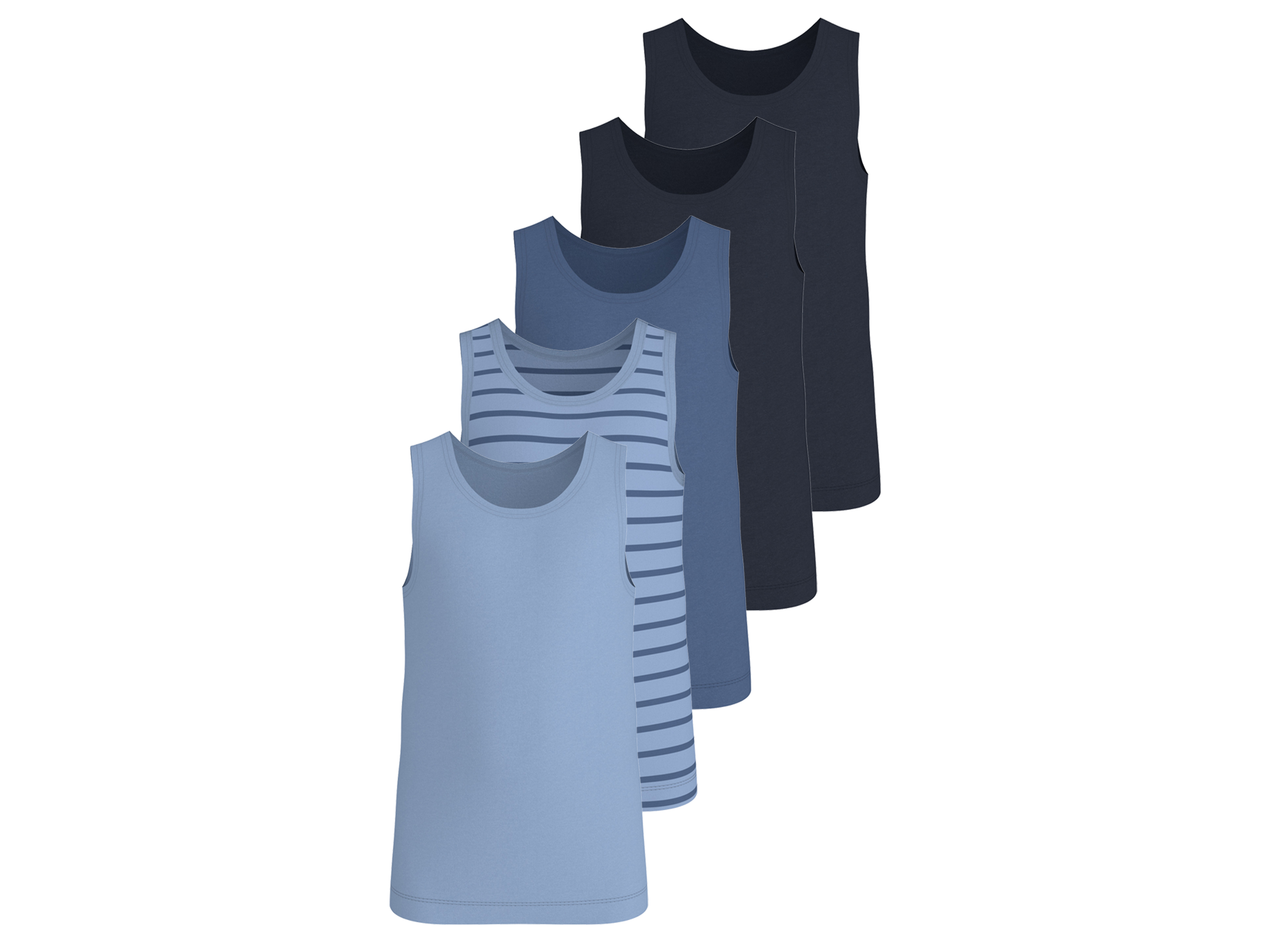 LUPILU® Dievčenské/chlapčenské tielko, 5 kusov (vzor/navy modrá/modrá, 110/116)