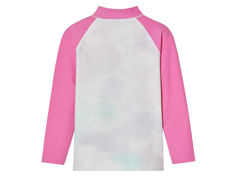 Dlhý rukáv plavecký top, ružový a biely tie-dye.