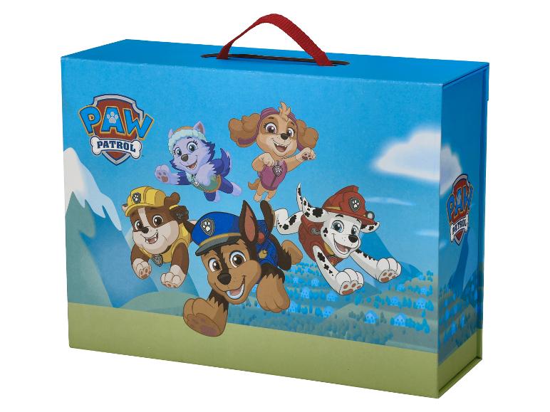 Paw Patrol krabica s kreslenými postavičkami, vrátane Chasea, Marshalla a Skye