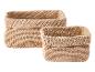 Dva béžové háčkované košíky z lana, jeden väčší ako druhý.