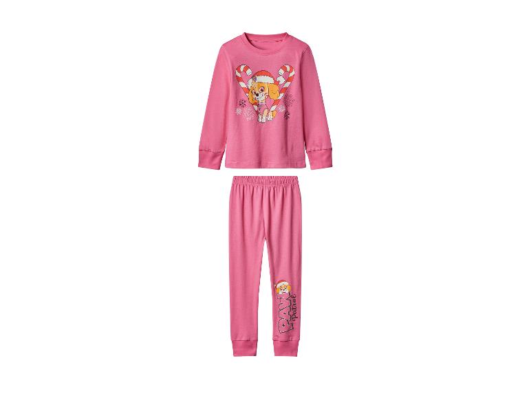 Ružové detské pyžamo s potlačou Paw Patrol Skye a vianočných cukríkov.