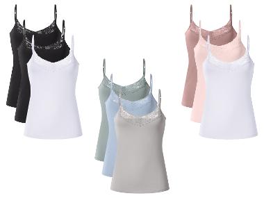 esmara® Dámske tielko s tenkými ramienkami a čipkou, 3 kusy