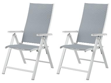 LIVARNO home Hliníkové kreslo Houston s vysokým operadlom, biele/bledosivé, 2 kusy