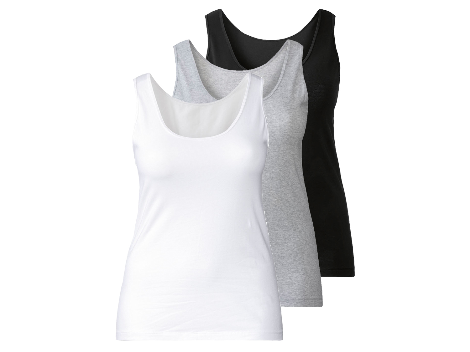 esmara® Dámske tielko XXL, 3 kusy (3XL (56/58), čierna/sivá/biela)