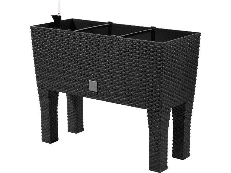 PARKSIDE čierny vyvýšený záhon v ratanovom štýle so samozavlažovacím systémom