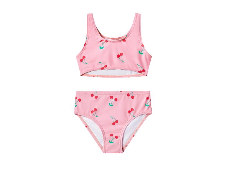 Ružové detské bikiny s potlačou čerešní