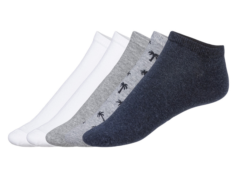 LIVERGY Pánske členkové ponožky, 5 párov (39/42, biela/sivá/navy modrá)