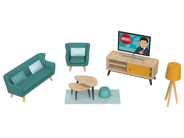 E-shop Playtive Nábytok do domčeka pre bábiky (obývačka)