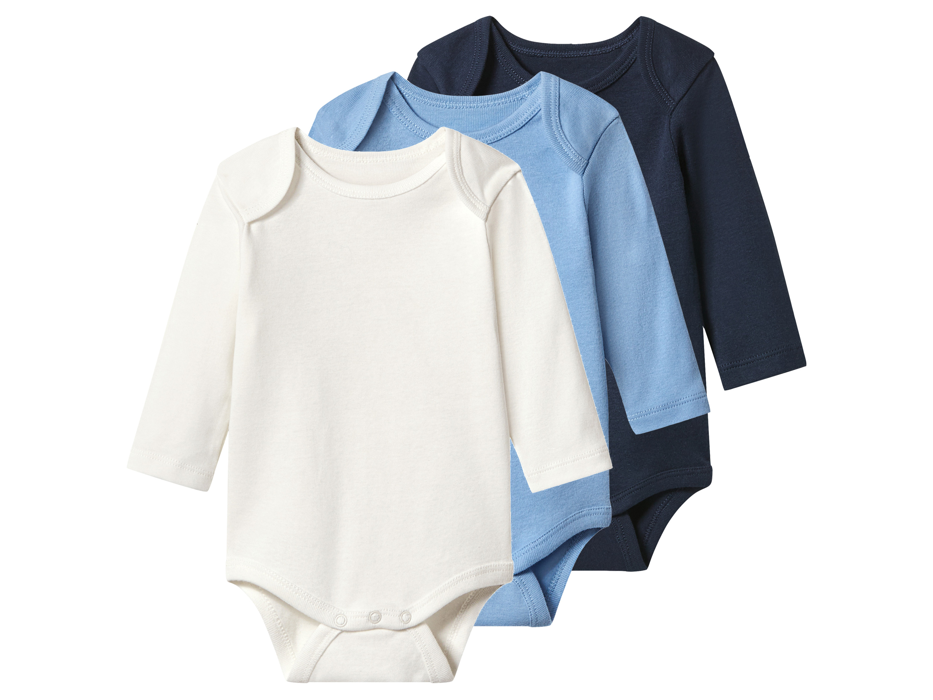 lupilu® Detské body pre bábätká, 3 kusy (biela/modrá, 74/80)
