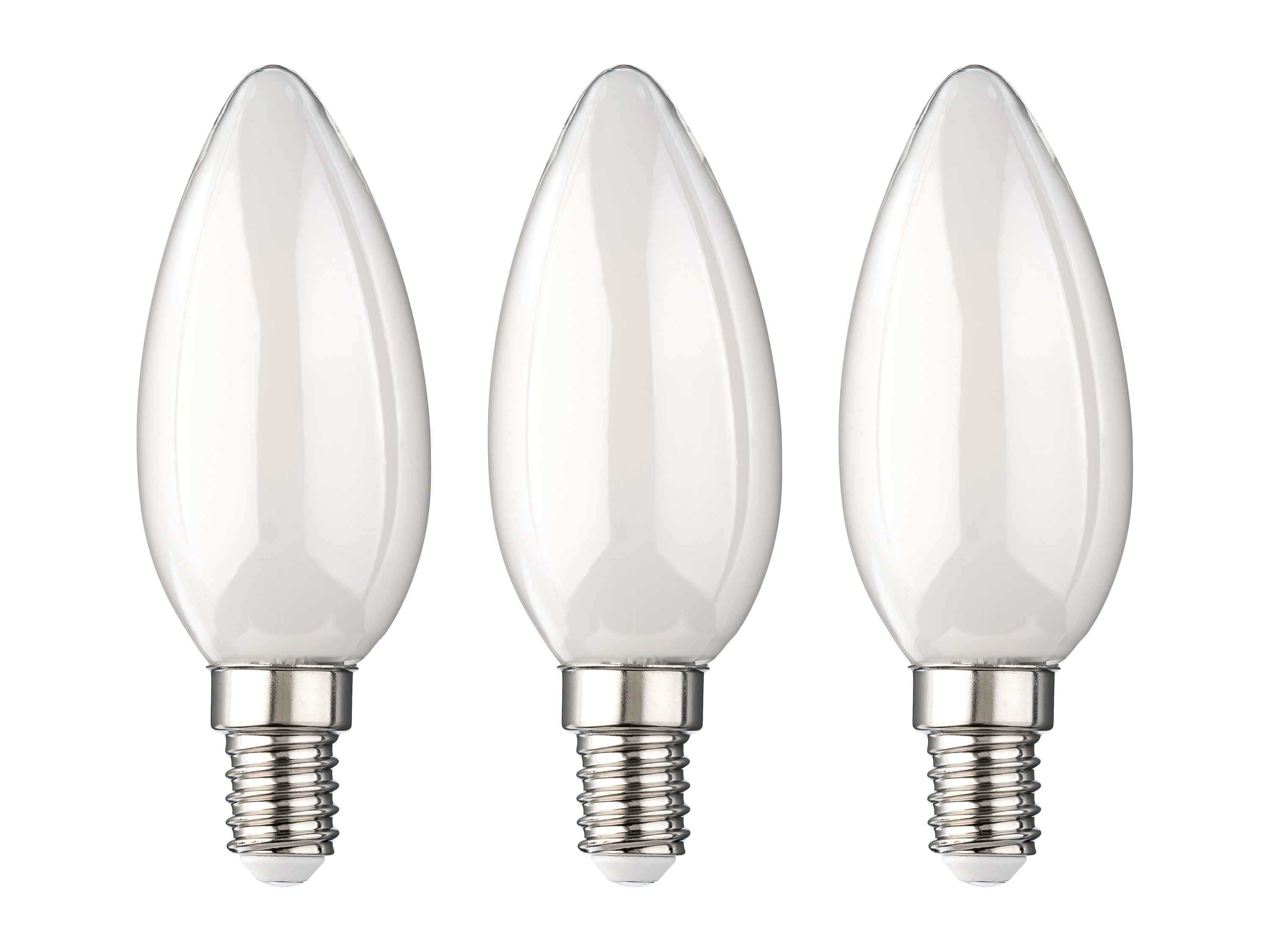 LIVARNO® Filamentové LED žiarovky, 3 kusy (E14 sviečka, mliečna)