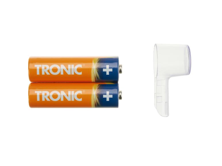 Dve oranžové batérie TRONIC a priehľadný ochranný kryt.