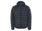 Tmavomodrá puffer bunda Lacoste s kapucňou.