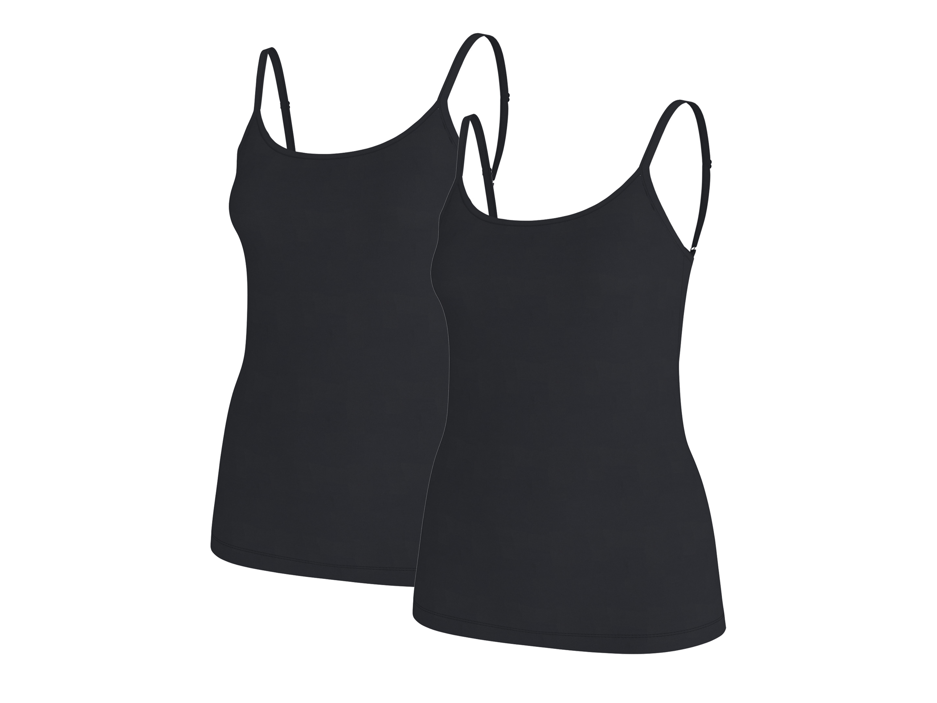 ESMARA® Dámsky top s úzkymi ramienkami, 2 kusy (čierna, M (40/42))