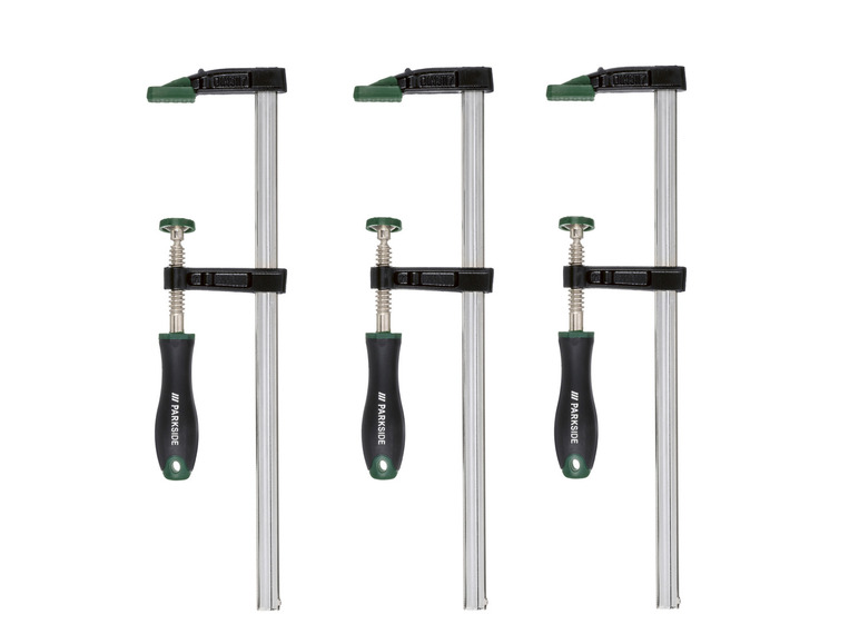 Tri Parkside svorky na spracovanie dreva.