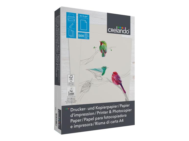 Balenie papiera A4 75 g/m² s 500 listami, s dizajnom farebných vtákov.