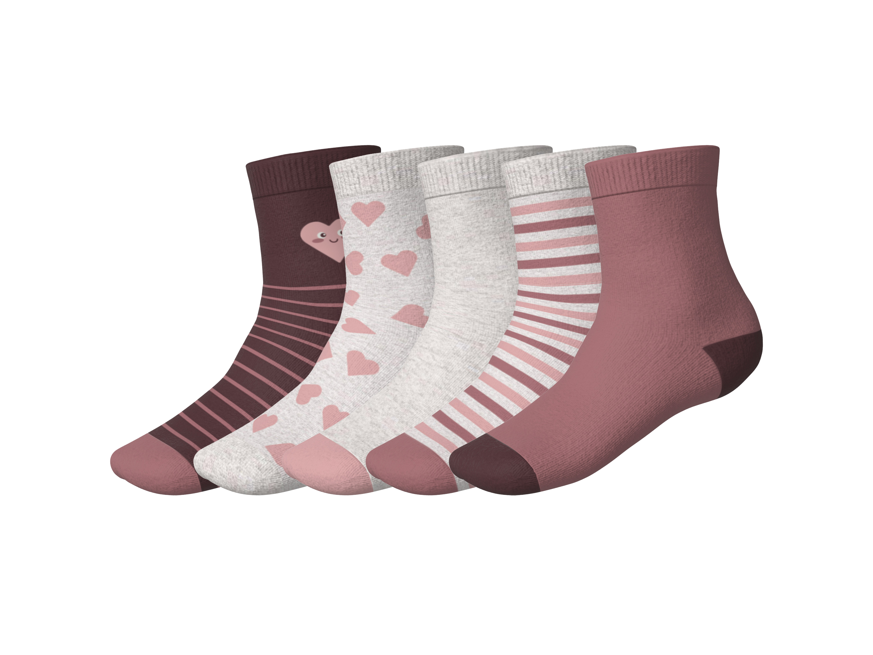 lupilu® Detské ponožky, 5 párov (biela/ružová, 19-22)