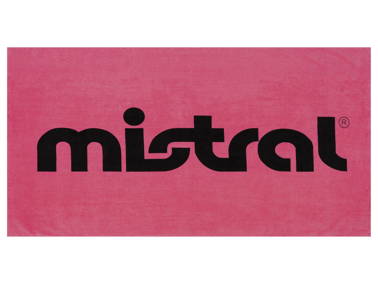 Ružový uterák s logom Mistral.