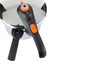 Tefal tlakový hrniec s čiernou rukoväťou a oranžovými detailmi.