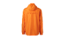 Oranžová bunda s kapucňou, zadný pohľad.
