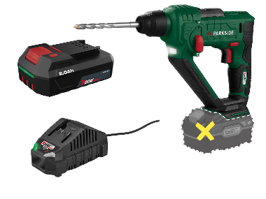 PARKSIDE® Aku vŕtacie kladivo PABH 20-Li D4 + Akumulátor 20 V/2 Ah + Nabíjačka 20 V/2,4 A