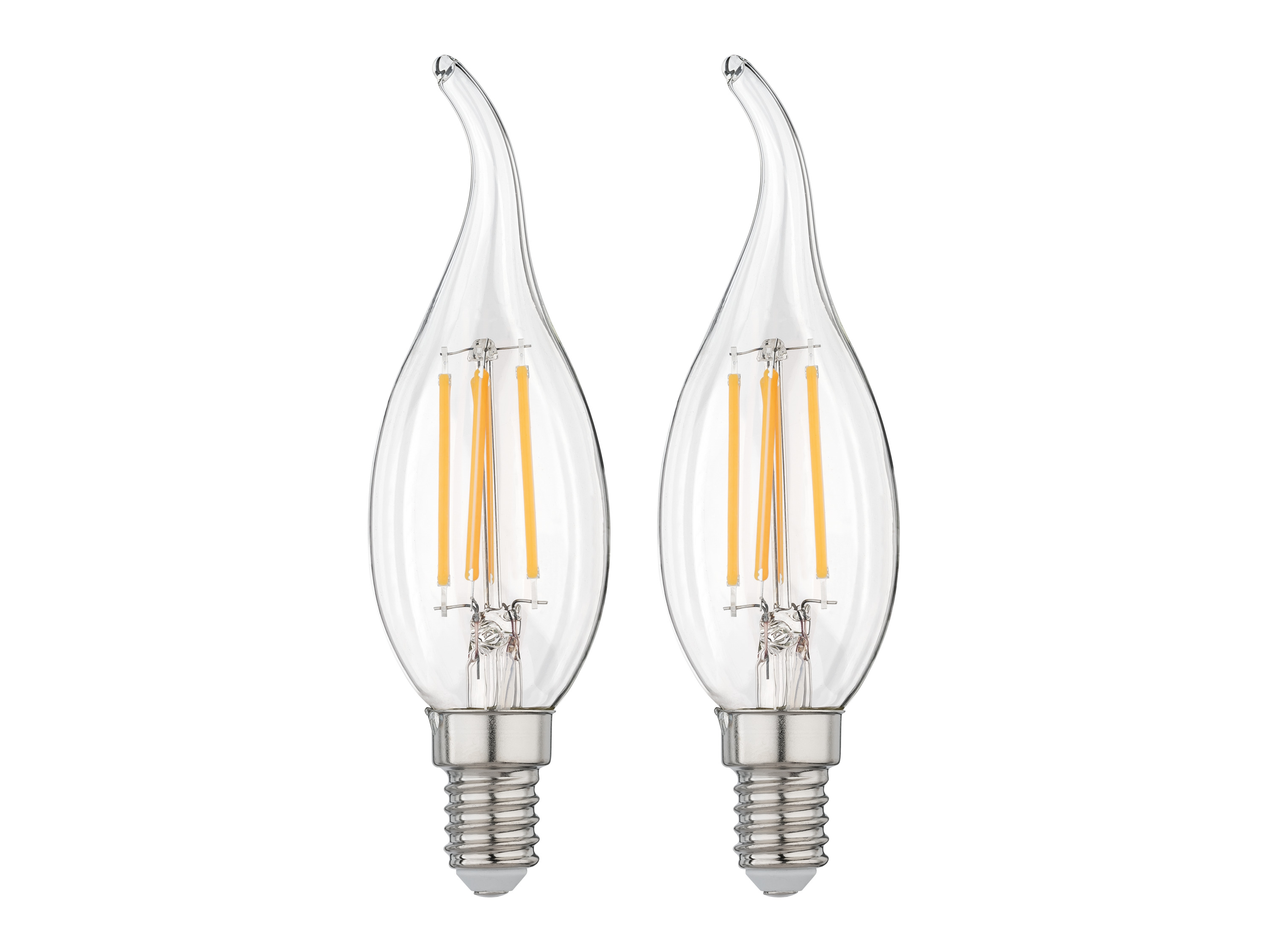 LIVARNO® Filamentové LED žiarovky (sviečka s hrotom E14 4,2 W, 2 kusy)