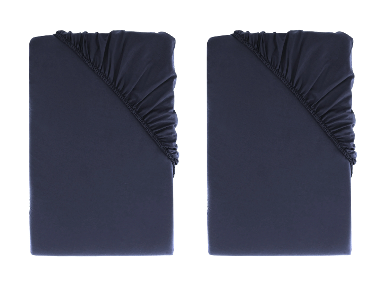 LIVARNO home Perkálová napínacia plachta, 90 – 100 x 200 cm, navy modrá, 2 kusy