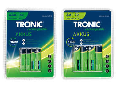 TRONIC® Nabíjateľné batérie Ni-MH, 4 kusy