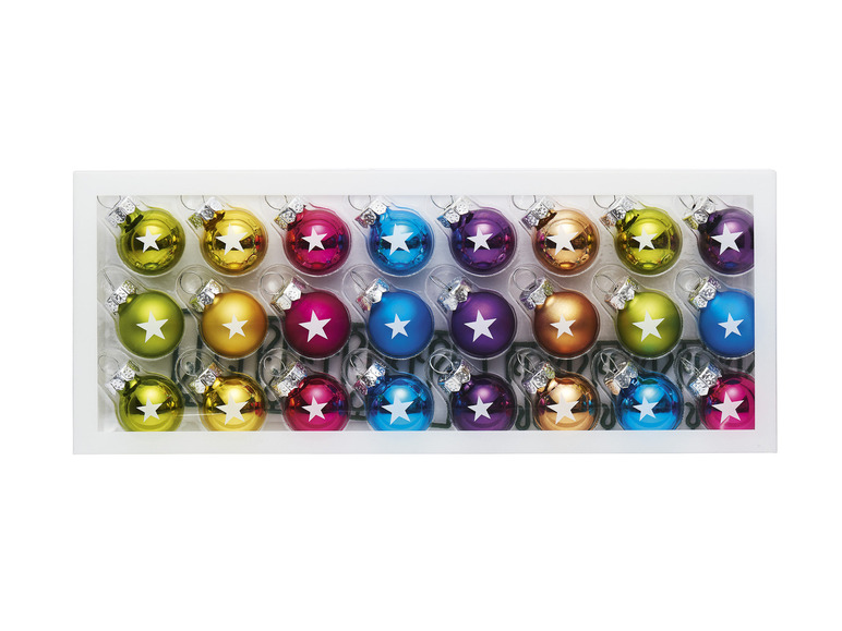 LIVARNO home Sklenené vianočné gule, 10/24 kusov (farebná, guľa (2 cm), 24 kusov)