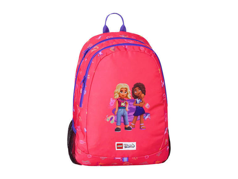 Ružový batoh LEGO Friends s dvoma bábikami.