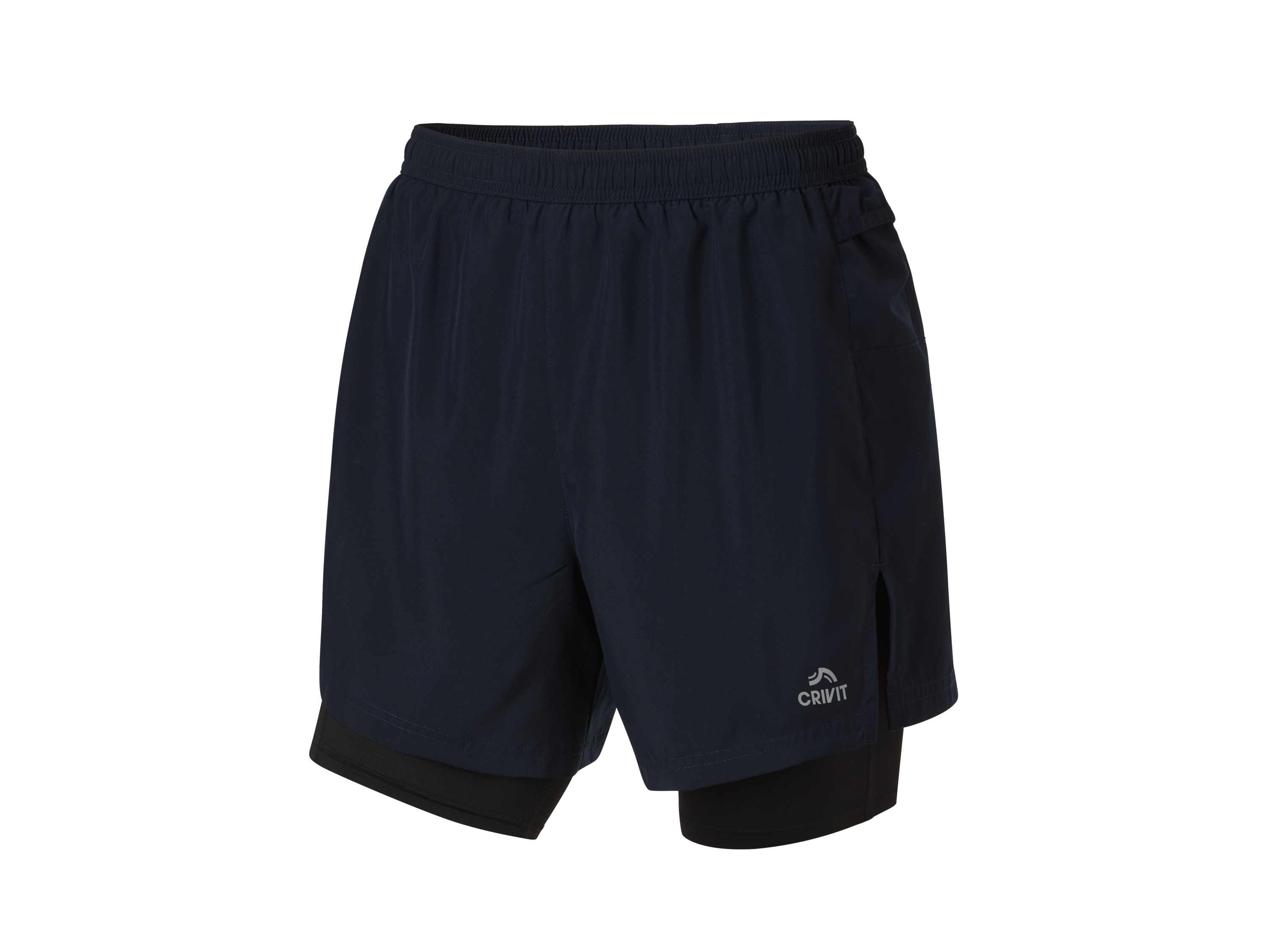 CRIVIT Pánske funkčné bežecké šortky 2 v 1 (navy modrá, XL (56/58))