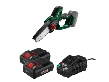PARKSIDE® Aku reťazová píla PAGHS 20-Li C4 + Smart akumulátor 20 V/4 Ah, 2 kusy + Rýchlonabíjačka akumulátora 20 V/4,5 A