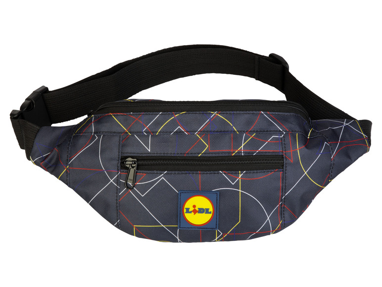 Čierna bedrovka s geometrickým vzorom a logom Lidl.
