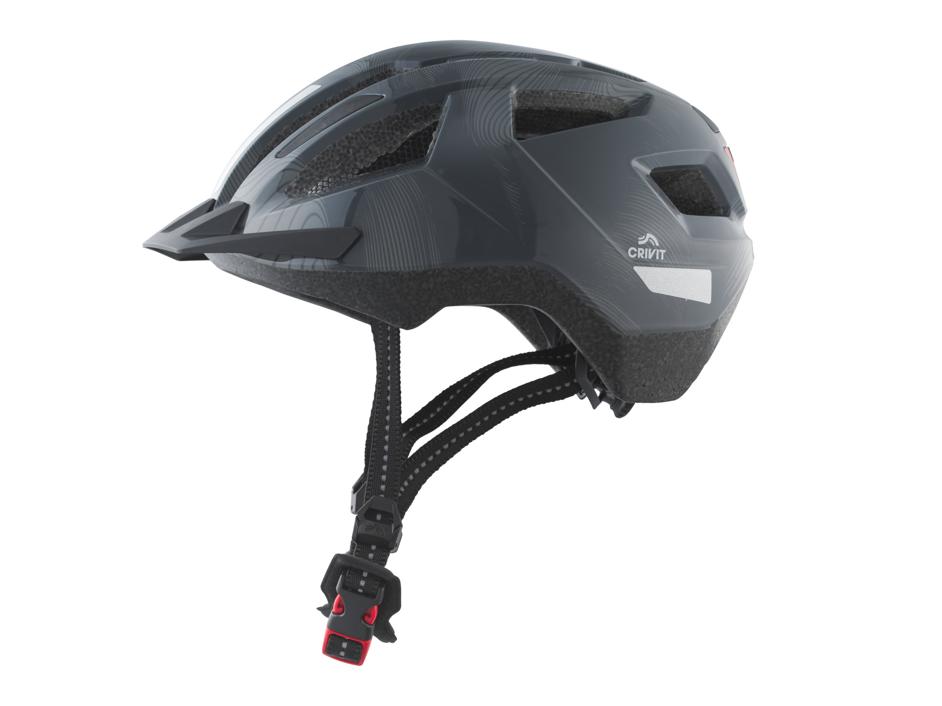 CRIVIT Detská cyklistická prilba so zadným svetlom (sivá)