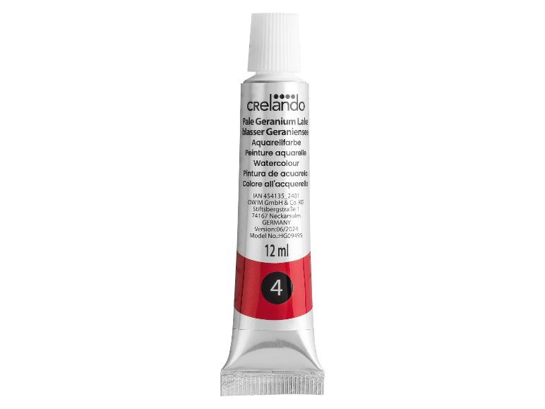 Akvarelová farba Crelado v tube, odtieň Pale Geranium Lake, 12 ml.