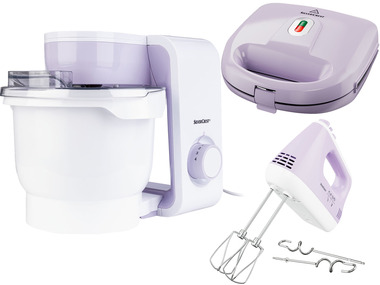 SILVERCREST® KITCHEN TOOLS Kuchynský robot SKM 550 B3 + Vaflovač SWEW 75 0 D2 + Ručný mixér, fialová