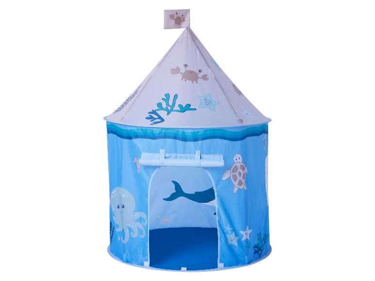 Modrý detský hrací stan s morskou tematikou