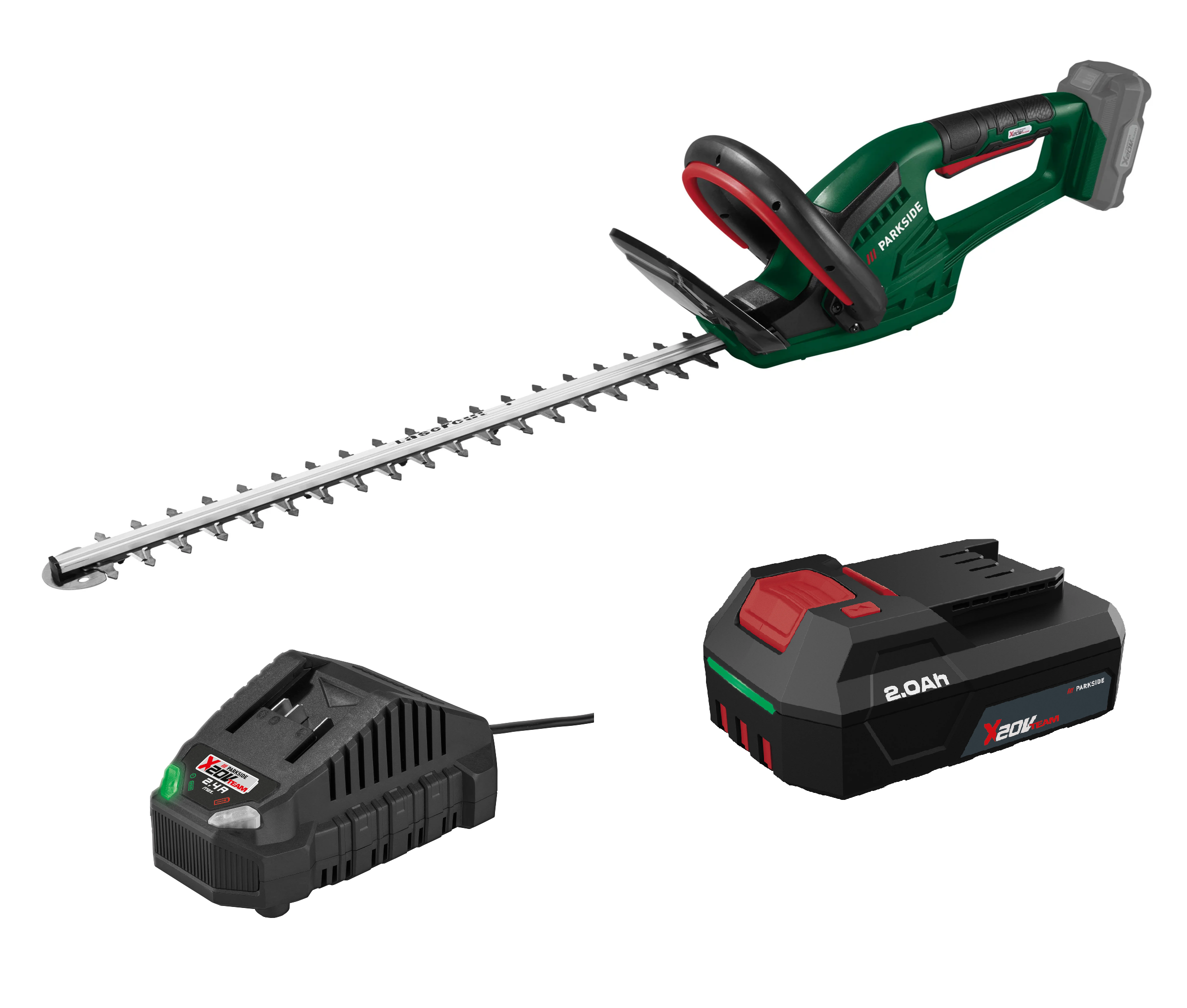 PARKSIDE® Aku nožnice na živý plot PHSA 20-Li D4 + Akumulátor 20 V/2 Ah PAP 202 A1 + Nabíjačka na akumulátor 20 V/2,4 A PLG 20 C1