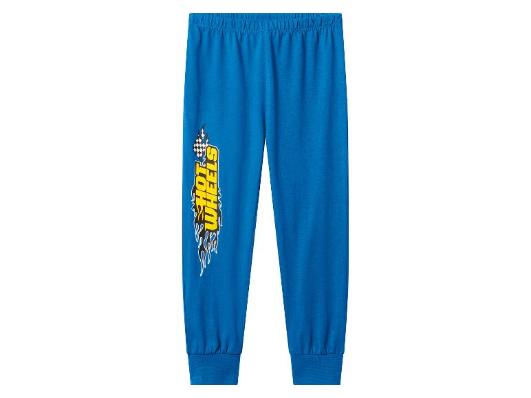 Modré chlapčenské tepláky Hot Wheels s potlačou plameňov