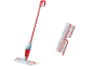 Červený mop Vileda so sprejom a náhradnou podložkou.