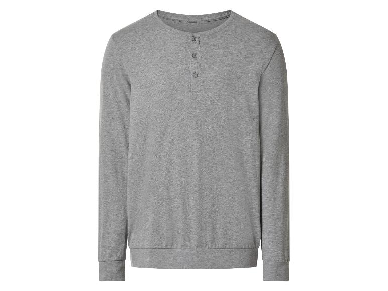 Pánske sivé tričko Henley s dlhým rukávom.