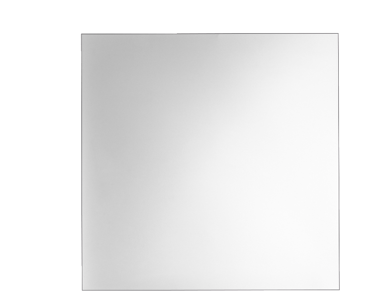Štvorcové zrkadlo s rozmermi približne 30 cm x 30 cm.