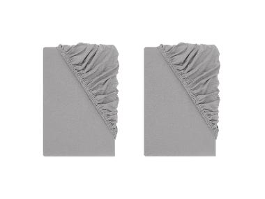 LIVARNO® Napínacia džersejová plachta, 90 – 100 x 200 cm, sivá, 2 kusy