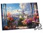 Puzzle s výhľadom na Paríž a Eiffelovu vežu z balkóna plného kvetov