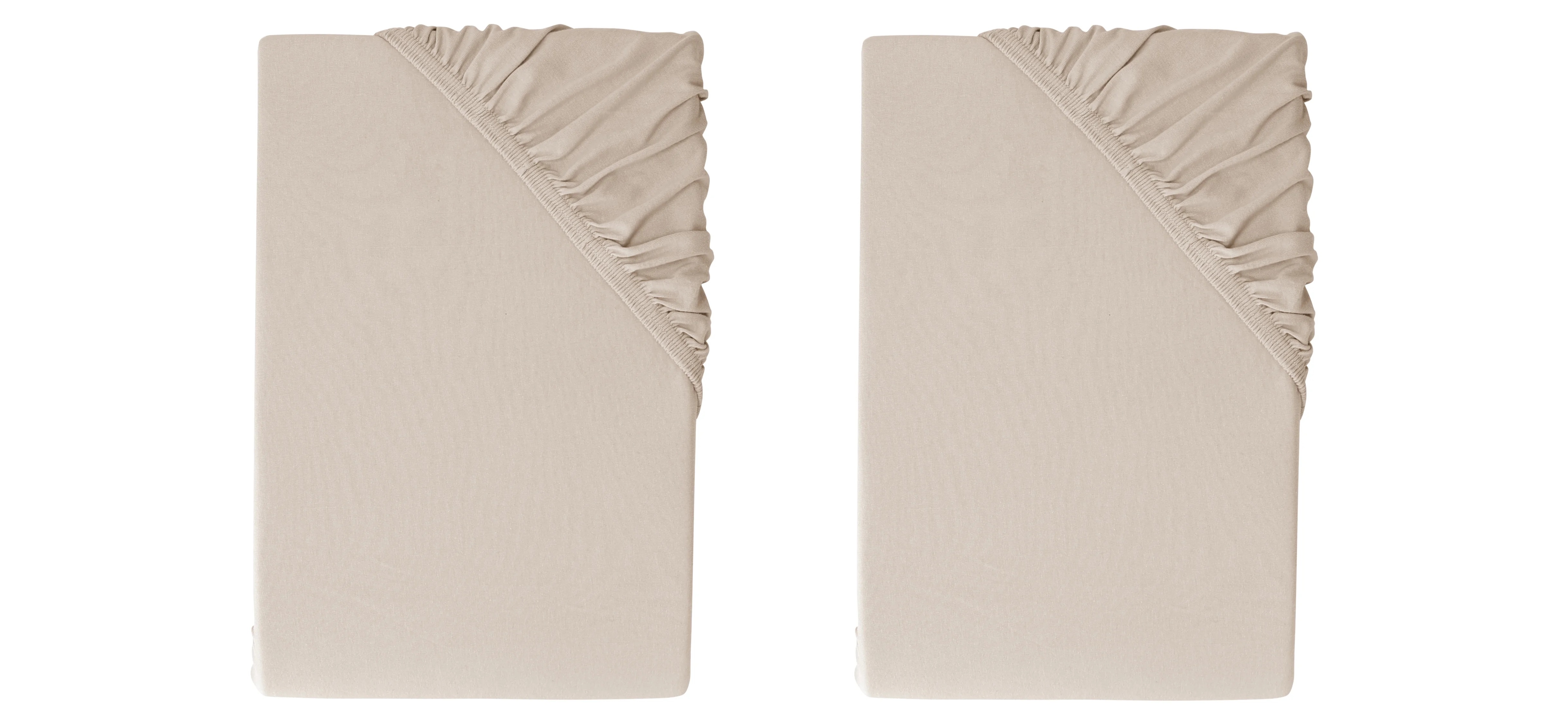 LIVARNO® Napínacia džersejová plachta, 90 - 100 x 200 cm, béžová, 2 kusy